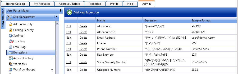 Expressions View